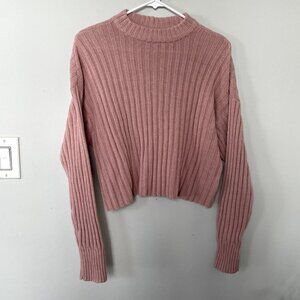 American Eagle pink ribbed knit sweater comfortable warm women size small